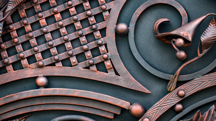 The fragment of forged metal products. close-up