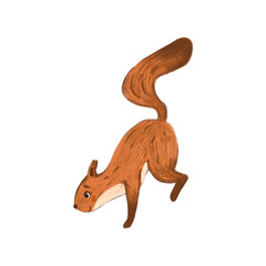 Illustration with cute little squirrel on white background