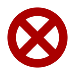 Red Round No Sign or No Parking Icon. Vector Image.