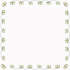 Obraz premium Frame from floral ornaments in yellow, green, red colors, painted with watercolors: leaves, berries, stems, isolated on a white background