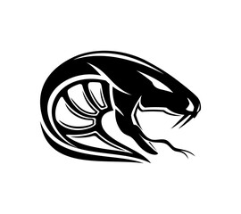 Illustration with angry snake icon on white background.