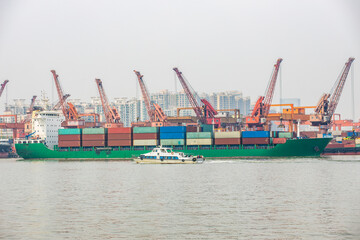 Busy Chinese container cargo terminal