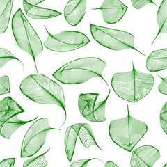 Abstract seamless pattern with green leafs . Spring background for your Design. Vector illustration.