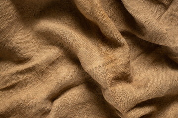 brown burlap as background close up