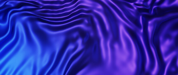 3d render of blue and purple cloth. iridescent holographic foil. abstract art fashion background.