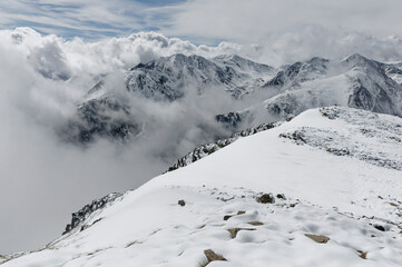 Mountain Landscape viewed from Redoun Peak in spring - Eastern Pyrenees, France