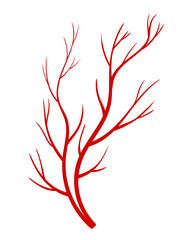 Human veins. Red silhouette vessel, arteries or capillaries on white background. Concept anatomy element for medical science. Vector isolated symbol of blood system