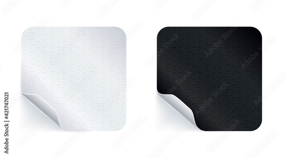 Poster adhesive stickers. realistic empty sticky labels or price tags set with shadow. blank square mock up