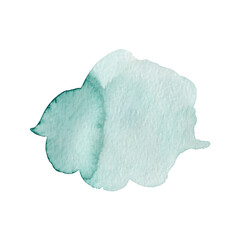 Watercolor abstract blue spot isolated on white background. A smear of paint on paper. Blot.