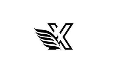 Typography Logo Font Letter X Wings Vector