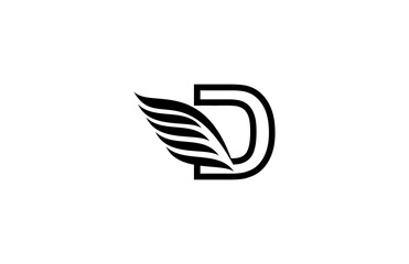 Typography Logo Font Letter D Wings Vector