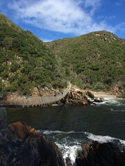 Tsitsikamma national park during the period of huge fire, famous suspension bridge in South Africa