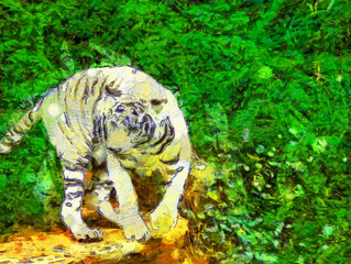 White tiger Illustrations creates an impressionist style of painting.