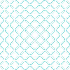 Simple seamless pattern made with lines, X cross geometric pattern, blue shapes, white background