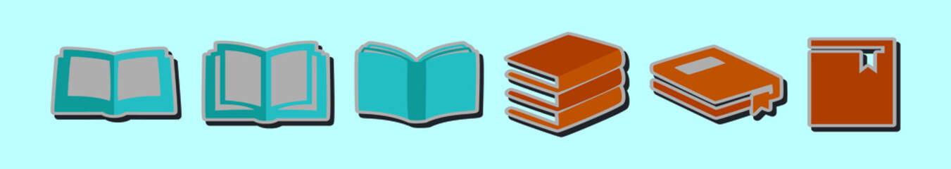 set of book cartoon icon design template with various models. vector illustration isolated on blue background