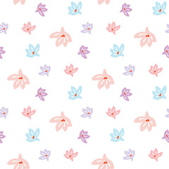 Seamless Pattern with Pastel Flower Design on White Background