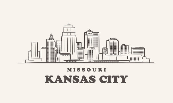 Kansas City skyline, missouri drawn sketch