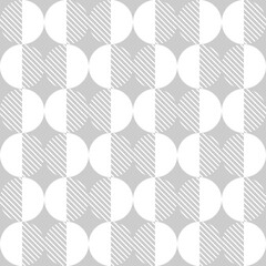 Modern vector abstract seamless geometric pattern with semicircles, circles and lines in retro scandinavian style