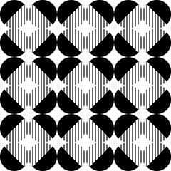 Modern vector abstract seamless geometric pattern with semicircles, circles and lines in retro scandinavian style