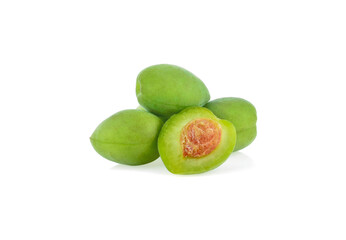 Green plum isolated on white background
