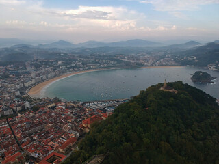 Aerial view to the San Sebastian, Spain, Europe