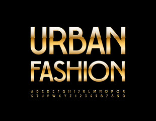 Vector stylish Emblem Urban Fashion. Modern Golden Font. Artistic Alphabet Letters and Numbers