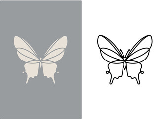 butterfly vector icon in flat and outline on gray and white background