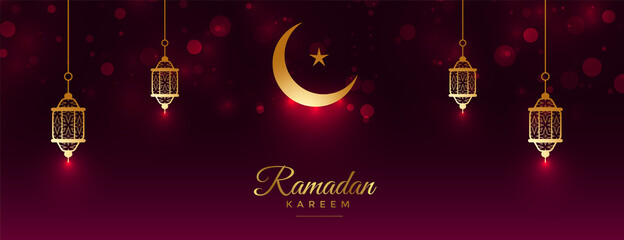 realistic eid mubarak and ramadan kareem banner design