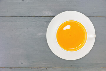 High resolution photo: Cup of tea in trending colors flatlay