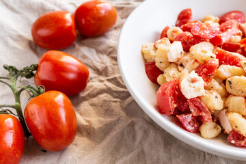 Pata with tomato and cheese, typical italian food