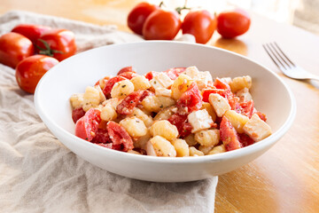 Pata with tomato and cheese, typical italian food
