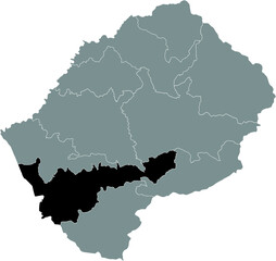 Black highlighted location map of the Lesothan Mohale's Hoek district inside gray map of the Kingdom of Lesotho