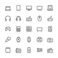 Simple Interface Icons Related to Devices. Gadgets, Computer Equipment, Electronics. Editable Stroke. 32x32 Pixel Perfect.