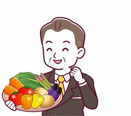 緑黄色野菜を持っている人