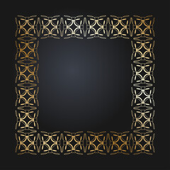 Beautiful golden frame. Festive design. Square gold border. Vector illustration EPS10.