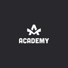 academy logo, letter A with book