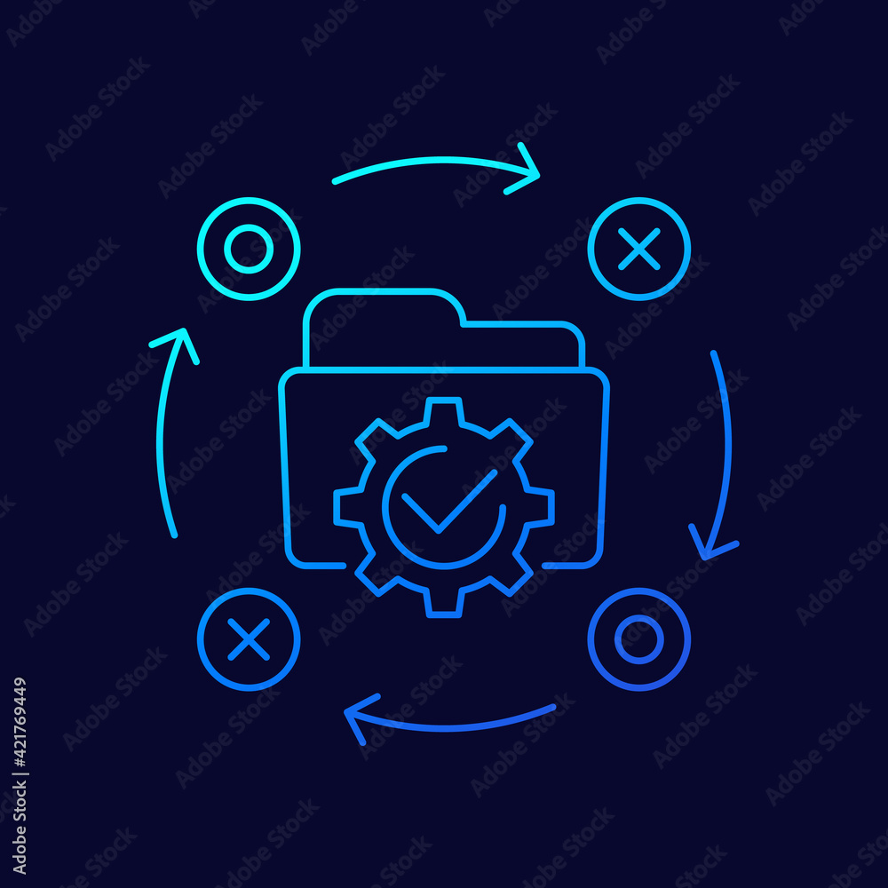 Poster project management linear icon with folder