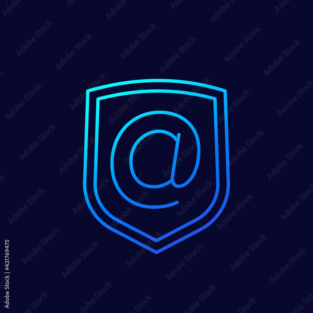 Poster secure email, mail protection line vector icon