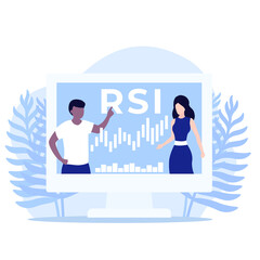RSI trading indicator, illustration with people