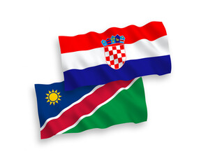 Flags of Republic of Namibia and Croatia on a white background