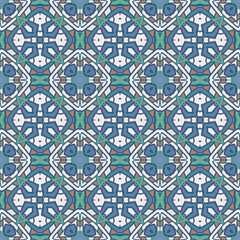 Creative color abstract geometric pattern in white gray blue green, vector seamless, can be used for printing onto fabric, interior, design, textile, carpet, tiles, pillows.