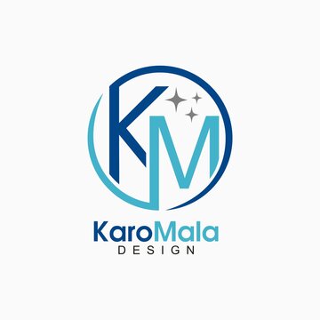 KM initial logo design for business name design template