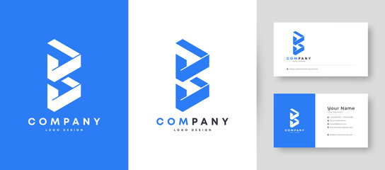 Flat minimal Initial B Logo With Premium Business Card Design Vector Template for Your Company Business © gdrony