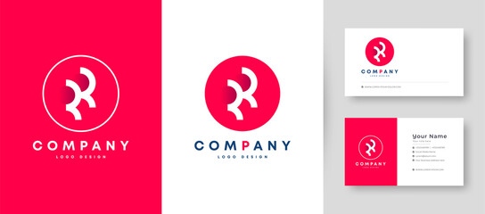 Flat minimal Initial R, RR Logo With Premium Business Card Design Vector Template for Your Company Business