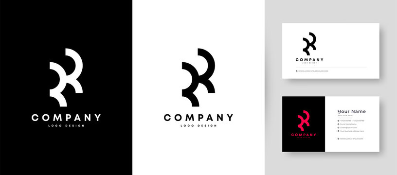 Flat minimal Initial R, RR Logo With Premium Business Card Design Vector Template for Your Company Business