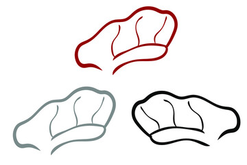 Icon, symbol, flat vector design Chef hat silhouette set 