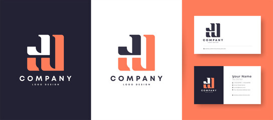 Crown Flat Minimal Initial J, JJ, and JL Letter Logo With Premium Business Card Design Vector Template for Your Company Business