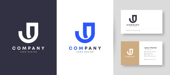 Crown Flat Minimal Initial J, JJ, and JL Letter Logo With Premium Business Card Design Vector Template for Your Company Business