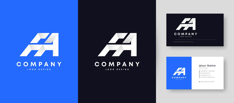 Flat minimal Initial FA Logo With Premium Business Card Design Vector Template for Your Company Business