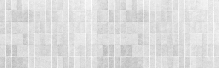 Poster Panorama van Vintage witte bakstenen tegel muur patroon en achtergrond naadloze © torsakarin